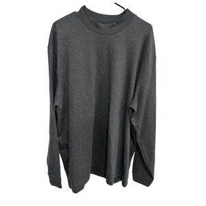 Orvis Mens Charcoal Gray Long Sleeve Mock Neck Shirt Cotton Sz XXL